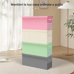 Box Contenitore per Giocattoli 91,5x32x40,5 cm Pieghevole 3 Scomparti 118L in TNT Verde...
