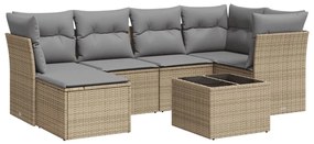 Set divani da giardino 7 pz con cuscini beige in polyrattan