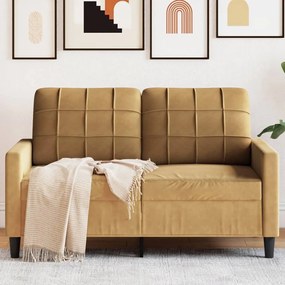 Divano A 2 Posti Marrone 120 Cm İn Velluto /