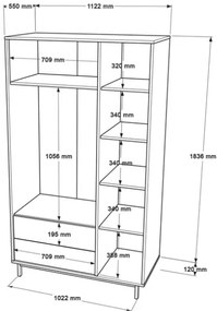 Armadio Guardaroba Con Barra Appendiabiti 3 Ante 2 Cassetti Bianco Ocean
