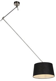 Lampada a sospensione in acciaio con paralume in lino nero 35 cm - Blitz