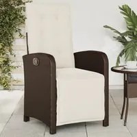 Sedia Reclinabile Giardino con Poggiapiedi Marrone Polyrattancod mxl 91131