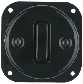 Bohemia-Design - Interruttore retrò in porcellana senza cornice n. 6, nero