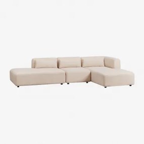 Divano Modulare Con Chaise Longue Destra In 3 Pezzi Con Chaise Lounge Fogler Ciniglia Crema Beige - Sklum