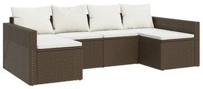 Set divani da giardino 2 pz con cuscini in polyrattan marrone