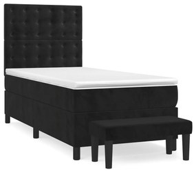 Giroletto a molle con materasso nero 100x200 cm in velluto