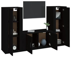 Set Mobili Porta TV 3 pz Nero in Legno Multistrato