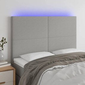Testiera A Led Grigio Chiaro 144x5x118/128 Cm İn Tessuto /