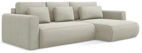 Divano angolare beige allungabile/con contenitore (con penisola a destra/con chaise lounge) Kapua – Makamii