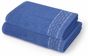 Coppia asciugamani spugna viso e ospite blu avio
