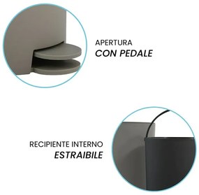 Pattumiera bagno 3 Lt tortora con apertura a pedale Orbix