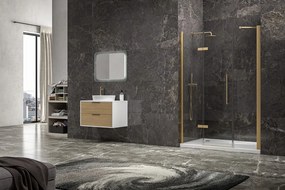 Porta doccia 140 cm battente e 2 fissi oro spazzolato | KT6000G - KAMALU