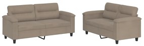 Set divani 2 pz con cuscini tortora in tessuto microfibra