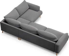 Divano angolare grigio (con penisola a destra/a L) con rivestimento in velluto Naomi – Micadoni