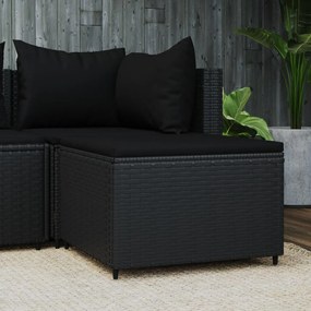 Poggiapiedi Da Giardino Con Cuscino İn Polyrattan Nero /