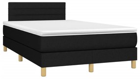 Letto a molle con materasso e led nero 120x190 cm in tessuto