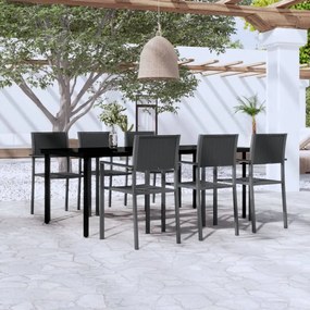 Set mobili da pranzo da giardino 7 pz nero