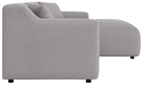 Divano angolare grigio chiaro (con penisola a destra e chaise lounge) rivestito in velluto a coste Martin – Ropez