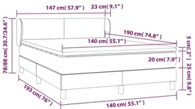 Giroletto a Molle con Materasso Grigio Scuro 140x190 cm Tessuto