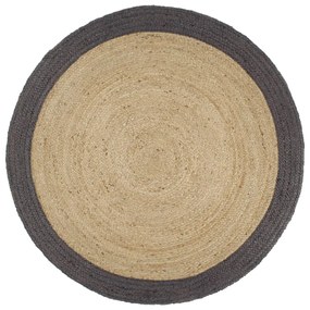Tappeto Lavorato A Mano İn Juta Con Bordo Grigio Scuro 210 Cm /