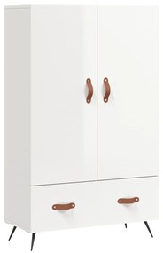 Credenza bianco lucido 69,5x31x115 cm in legno multistrato