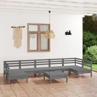 Set Salotto da Giardino 8 pz in Legno Massello di Pino Grigio 3083411