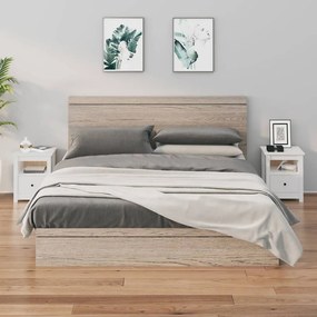 Comodini 2 Pz Bianchi 40x35x49 Cm İn Legno Massello Di Pino /