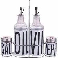 Set 4 condimenti bianco con stand Big is more