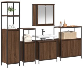 Set di mobili da bagno  a 5 pezzi rovere marrone legno ingegnerizzato