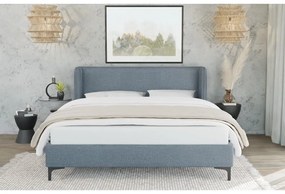 Letto matrimoniale imbottito blu con griglia 200x200 cm Basti - Ropez