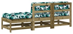 Set divani da giardino 3pz con cuscini legno impregnato di pino