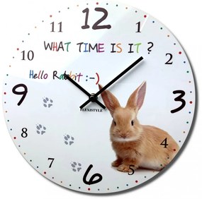 Orologio da parete per bambini di qualità con coniglietto, 30 cm