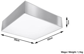 Plafoniera Quadrata in PVC da Soffitto 2xE27 HORUS 35 Grey da interno