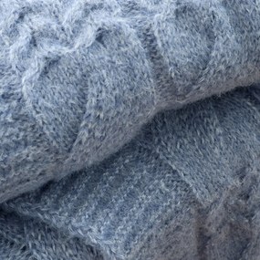 Coperta blu a maglia 150x200 cm Cable Knit - Bianca