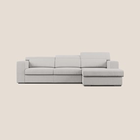 Vegas divano angolare con poggiatesta reclinabili in microfibra impermeabile T11 grigio chiaro