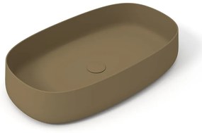 Lavabo da appoggio Wave OLYMPIA CERAMICA ovale in ceramica L 70 x H 14 x P 40 cm marrone piletta non inclusa