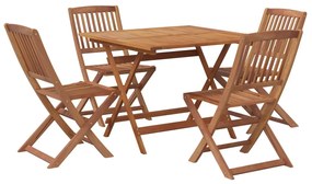 Set da pranzo per giardino 5 pz in legno massello di acacia