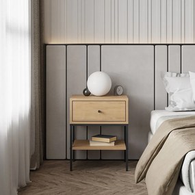 Comodino in rovere con ripiani in colore naturale Lisa - Marckeric