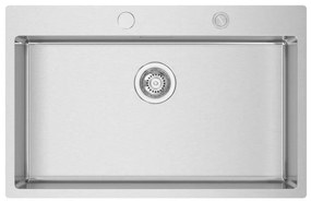 Lavello semincasso 1 vasca RODI Box Lux 76 piletta tonda inox L 50.5 x L 79 x P 20 cm argento