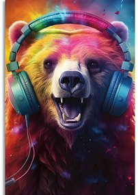 Quadro su tela – Orso con cuffie