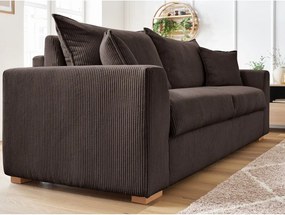 Divano marrone allungabile con rivestimento in velluto a coste 225 cm Augustin – Bobochic Paris