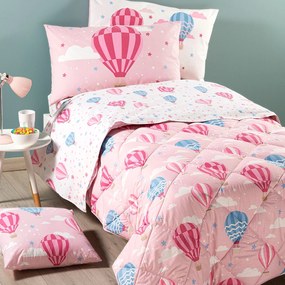 Trapunta Piazza e Mezza Rosa Star Caleffi Kids, in cotone