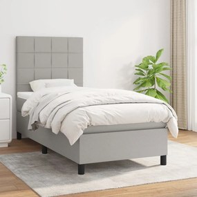 Giroletto A Molle Con Materasso Grigio Chiaro 90x200 Cm Tessuto /