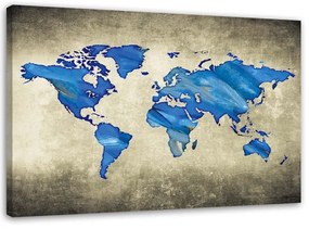 Quadro su tela, Mappa del mondo blu