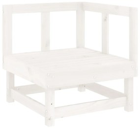 Set salotto da giardino 7 pz bianco in legno massello di pino