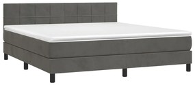 Letto a molle con materasso e led grigio scuro 160x200 cm