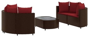 Set divano da giardino 5 pz con cuscini marrone in polyrattan