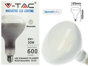 Lampada Led Filamento E27 R125 Riflettore 8W Neutro 4000K Dimmerabile In Vetro 600lm 110 Gradi SKU-7467