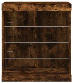 Credenza con Luci LED Rovere Fumo 60,5x37x67 cm