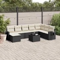 Set Divani da Giardino 9 pz con Cuscini Nero in Polyrattan 3220565